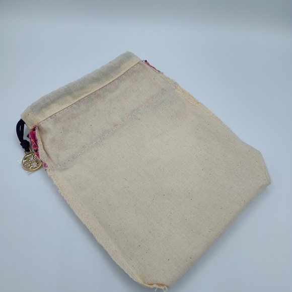 Tory Burch Geo Print Canvas Drawstring Pouch Dust Bag Pink Orange Navy Purple - Picture 3 of 4